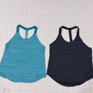 NIKE Bundle 2 Elastika Elevate Dri-Fit T-Back Racerback Tank Top Teal Gray Small